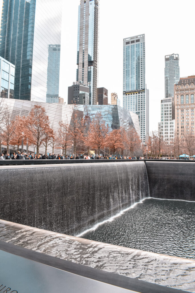 This is an image of the North Tower Reflecting Pool on the 9/11 Memorial in New York City.