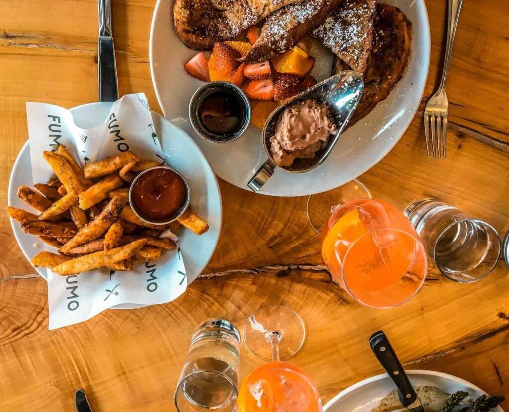 This is an image of a brunch spread at FUMO Harlem in New York City.