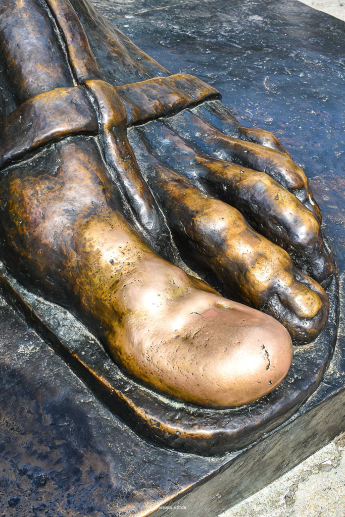 This is an image of the toe of the Gregory of Nin statue in Split, Croatia.