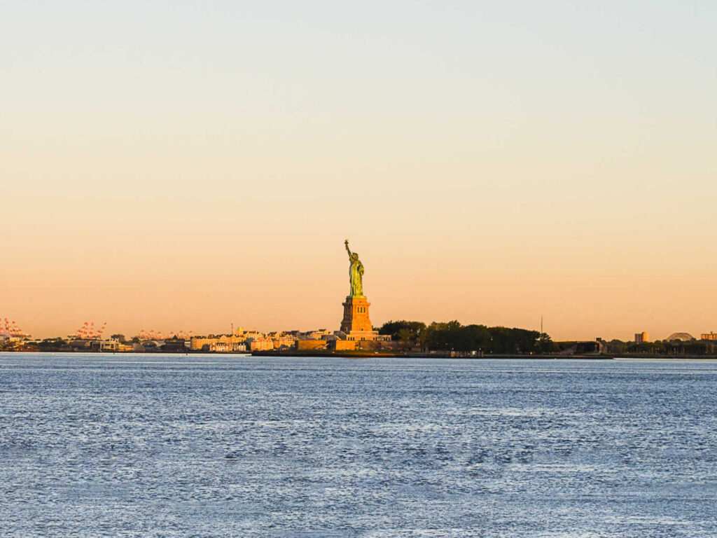 This is an image of the Statue of Liberty at Sunset in New York City.