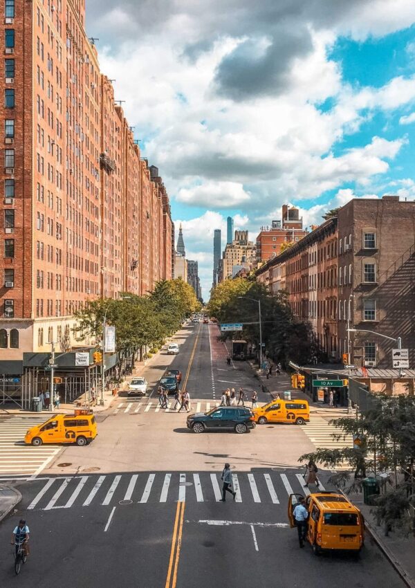This is an image of a New York City street from the High Line NYC.