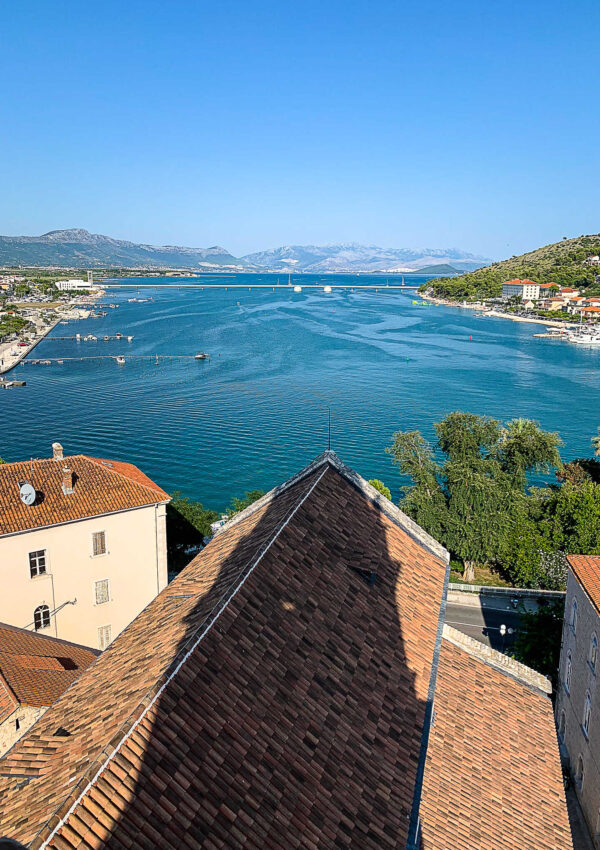 This is an image of the view of the mainland of Croatia and Ciovo island from Trogir, Croatia.