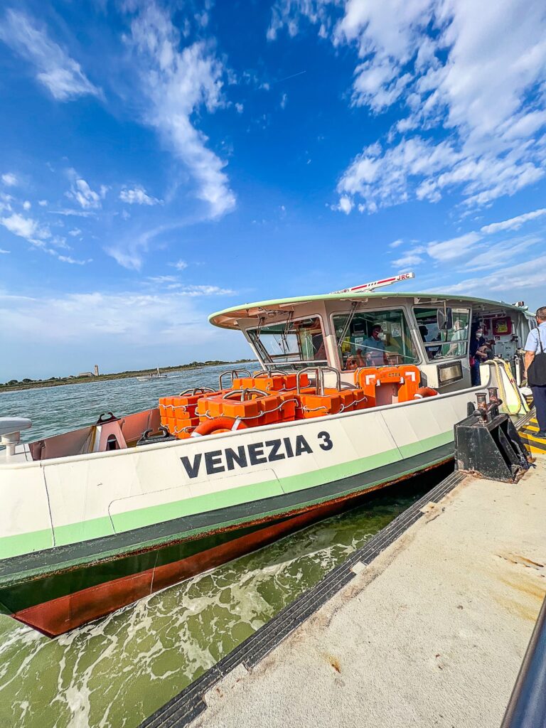 This is an image of a vaporetto boat in Venice, Italy.