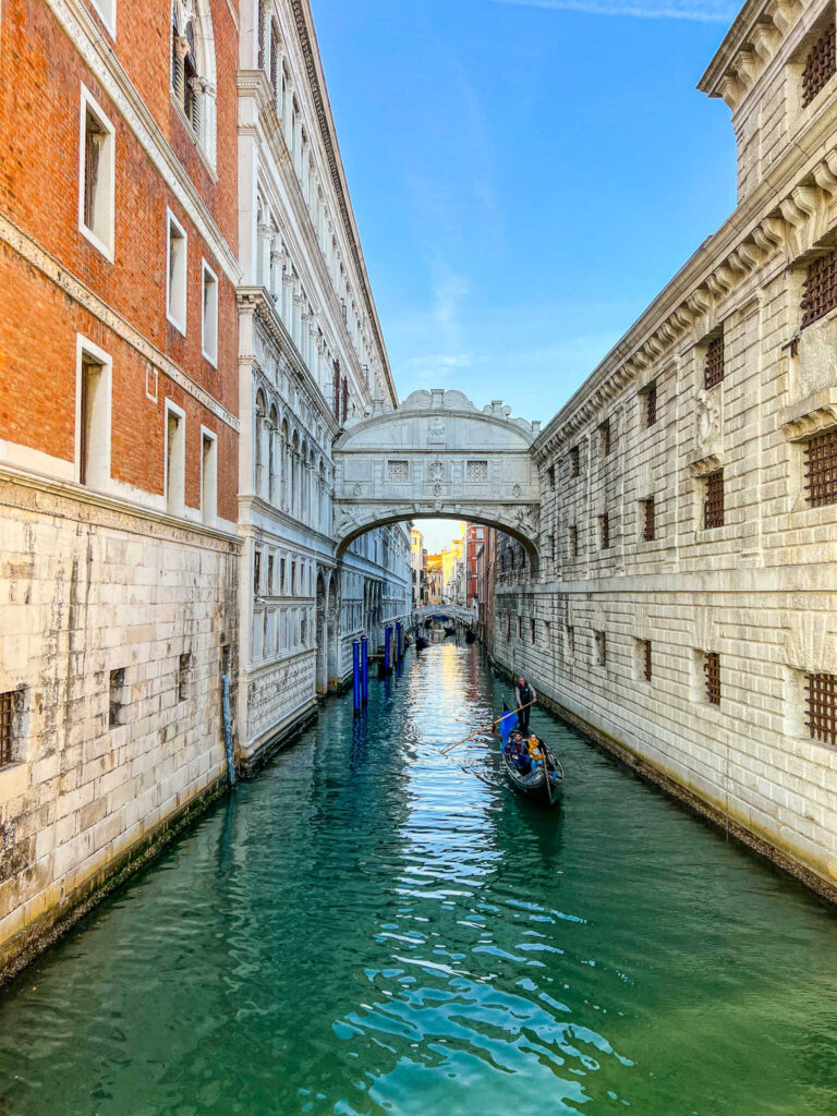 This is an image of the bridge of sighs from the front in Venice Italy.