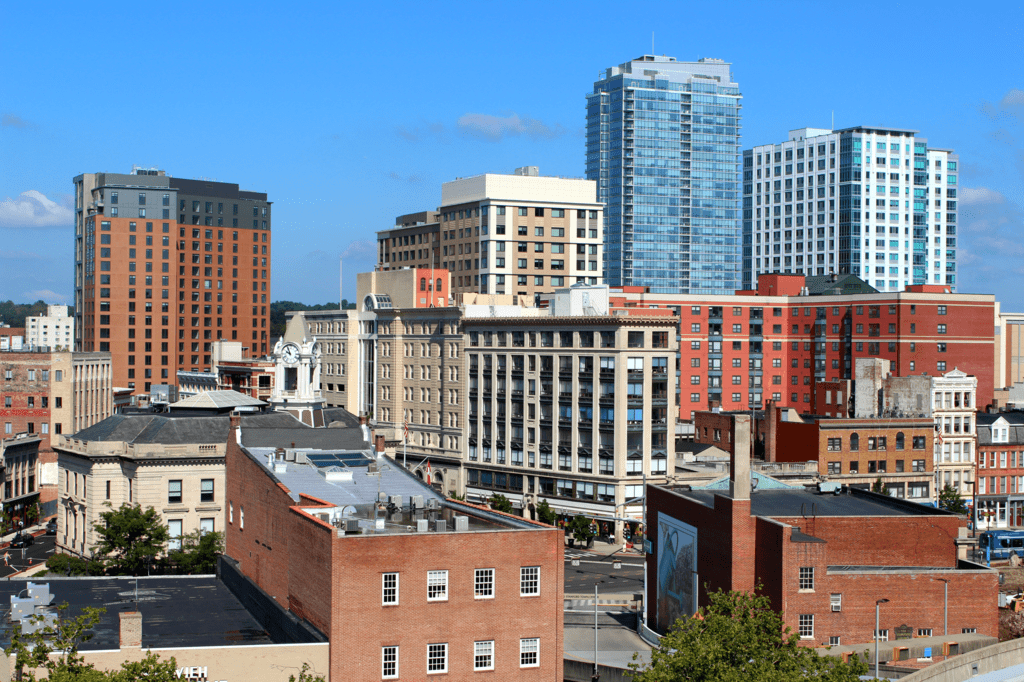 This is an image of the skyline in Stamford Connecticut