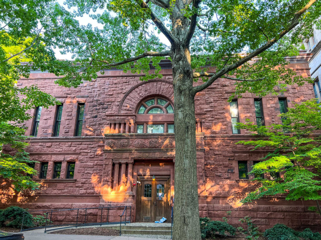 This is the entrance to the Yale Collection of Musical Instruments in New Haven, Connecticut.