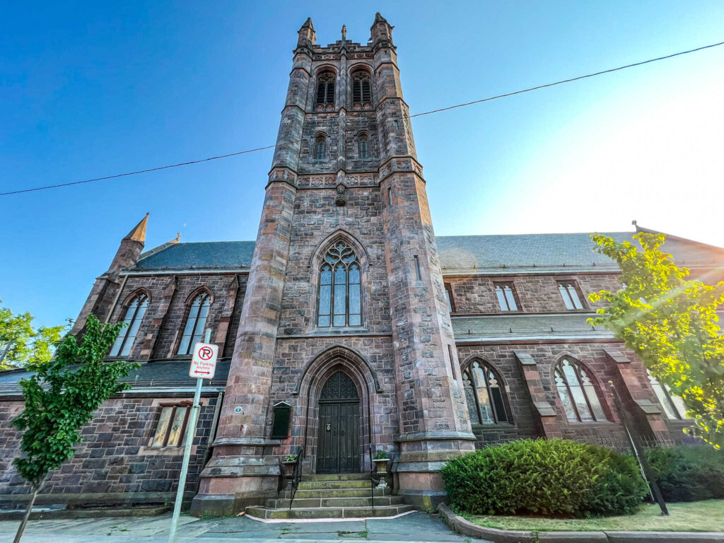 This is the entrance to Christ Church in New Haven, Connecticut.