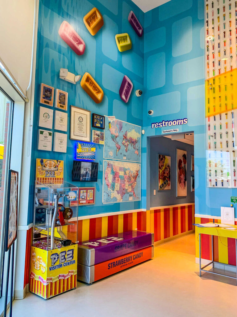 This is an image of different Pez memorabilia inside the PEZ visitor Center, in Orange Connecticut.