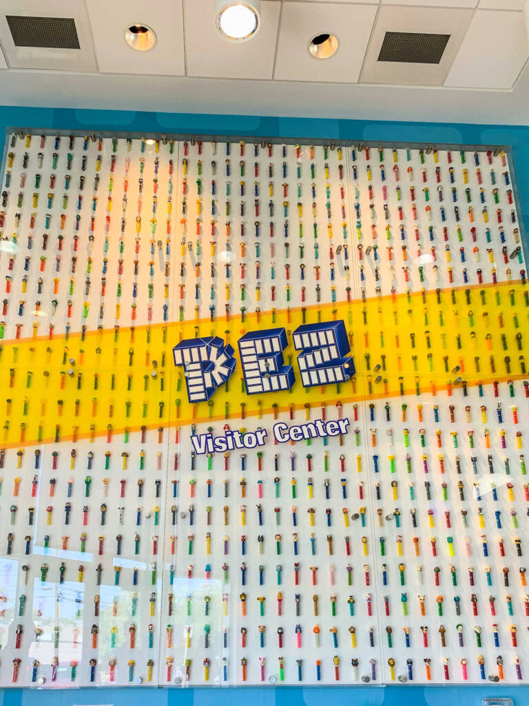 This is an image of the PEZ wall inside the PEZ visitor Center in Orange, Connecticut.