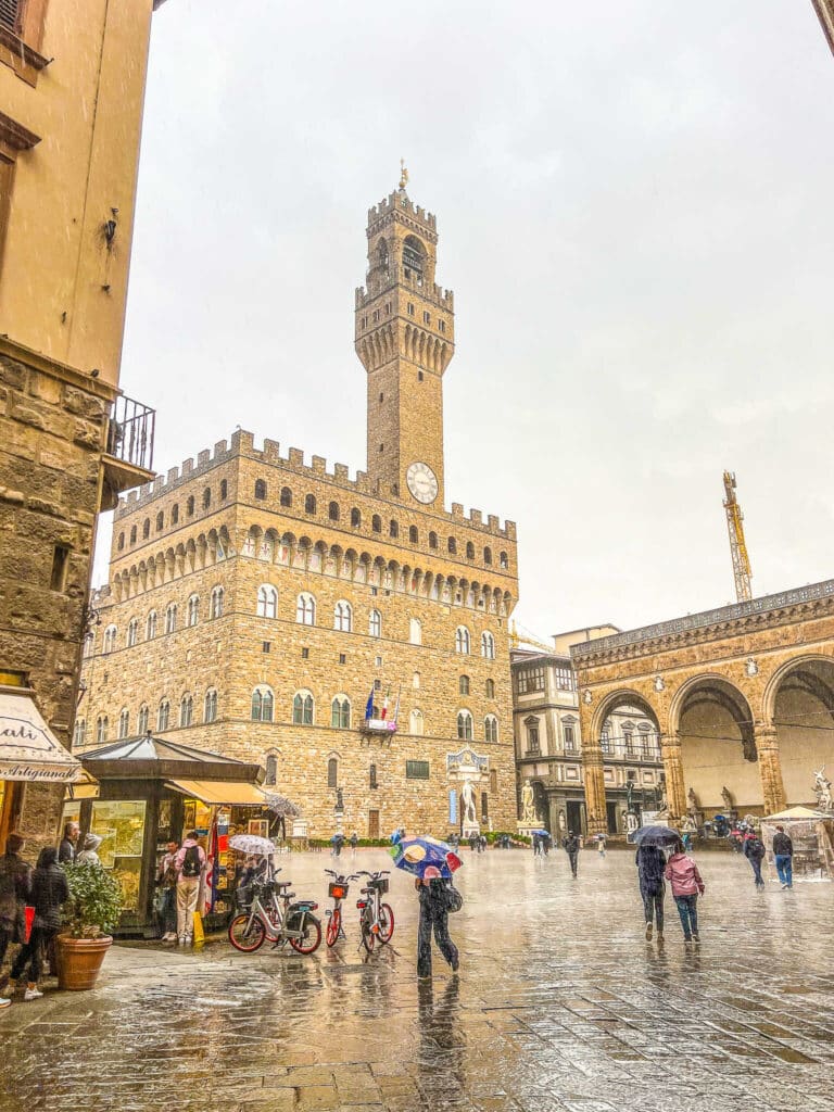 This is an image of Palazzo Vecchio in Florence, Italy.