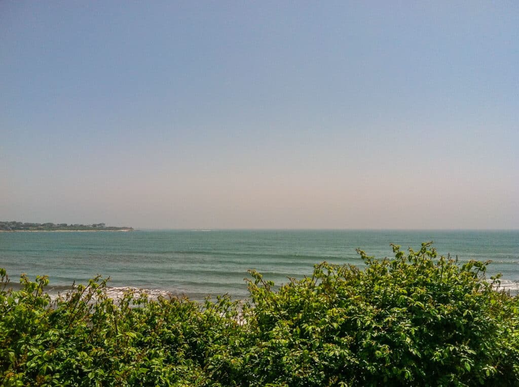 Experience the mesmerizing ocean view from a hillside in Newport.